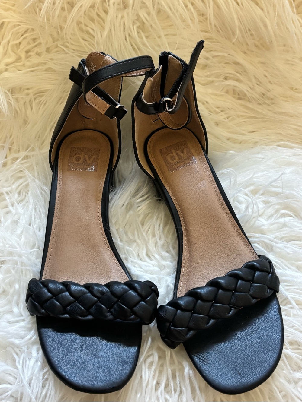 DV by Dolce Vita Black Braided Ankle-Strap Sandals